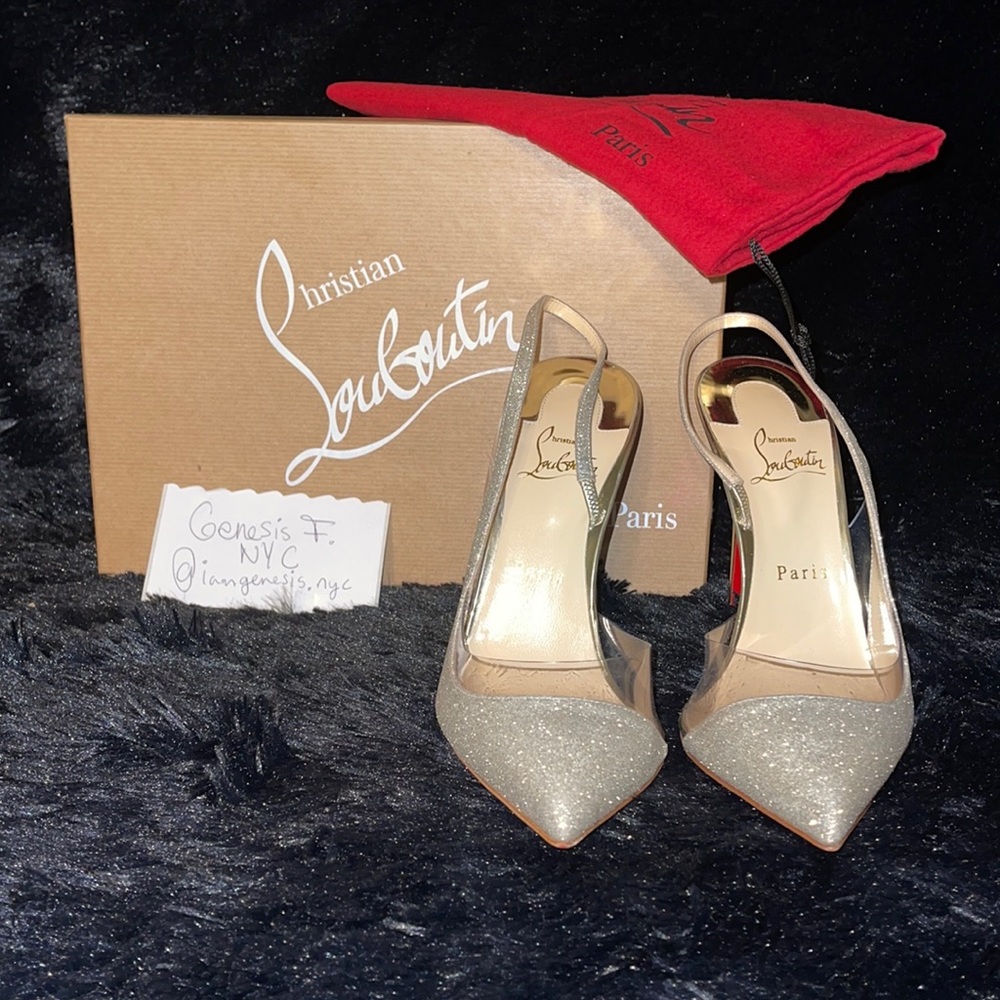 Christian Louboutin Ivory Gold 100mm pvc pump